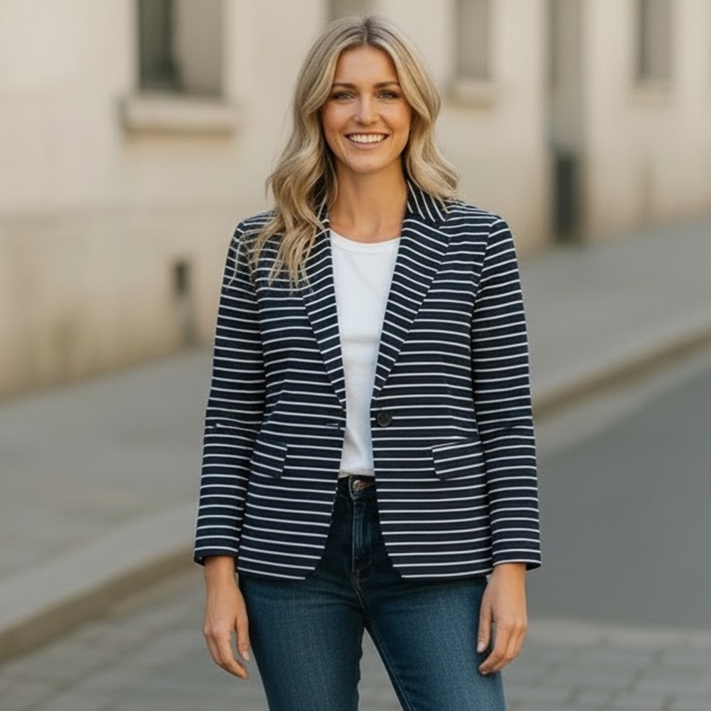NWT 41 Hawthorn (a Stitch Fix brand) Women's Striped Blazer Classic‎ Nautical
